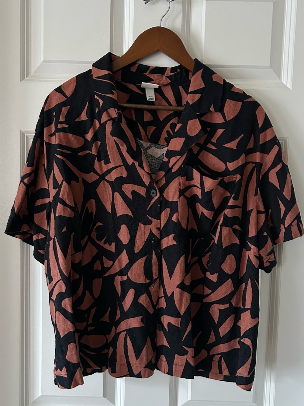 a new day Black & Rust-Blend Abstract Button-Up